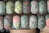 CRB5023 15.5 inches 4*6mm rondelle matte unakite beads wholesale