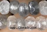 CRB5102 15.5 inches 4*6mm faceted rondelle cloudy quartz beads