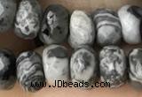 CRB5111 15.5 inches 4*6mm faceted rondelle grey picture jasper beads