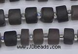 CRB512 15.5 inches 5*8mm tyre matte ice black obsidian beads