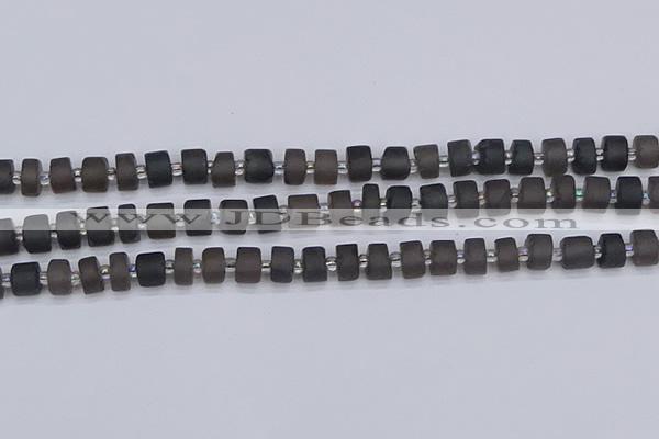 CRB512 15.5 inches 5*8mm tyre matte ice black obsidian beads