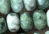 CRB5157 15.5 inches 5*8mm faceted rondelle green spot stone beads