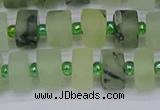 CRB525 15.5 inches 6*10mm tyre matte green rutilated quartz beads