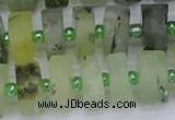 CRB527 15.5 inches 7*14mm tyre matte green rutilated quartz beads