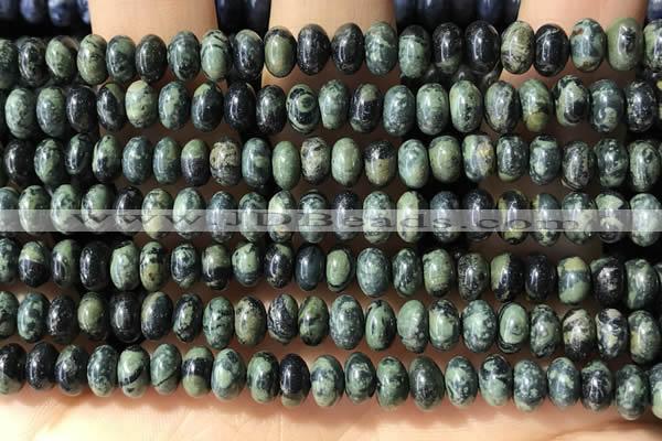 CRB5310 15.5 inches 4*6mm rondelle green picture jasper beads