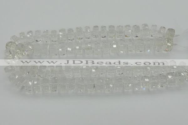 CRB549 15.5 inches 6*10mm faceted rondelle white crystal beads