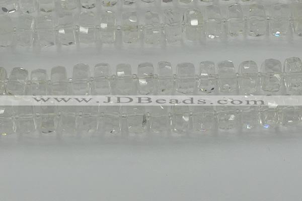 CRB553 15.5 inches 8*18mm faceted rondelle white crystal beads