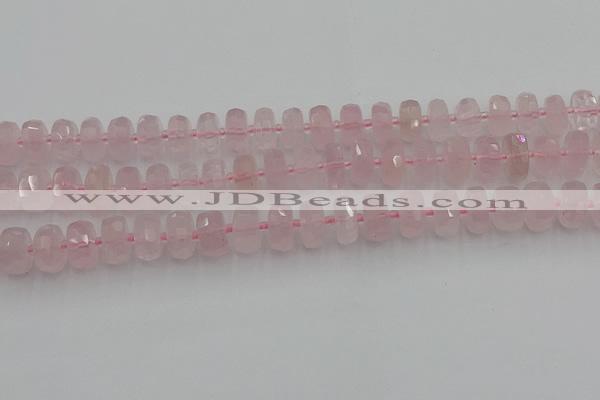 CRB557 15.5 inches 6*10mm faceted rondelle rose quartz beads