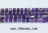 CRB5602 15.5 inches 7mm - 8mm faceted tyre amethyst beads