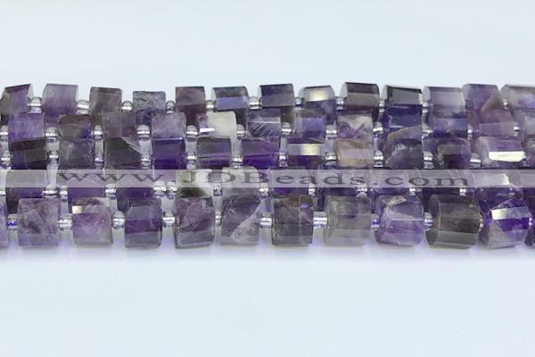 CRB5603 15.5 inches 7mm - 8mm faceted tyre amethyst beads