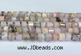 CRB5607 15.5 inches 7mm - 8mm faceted tyre pink opal beads