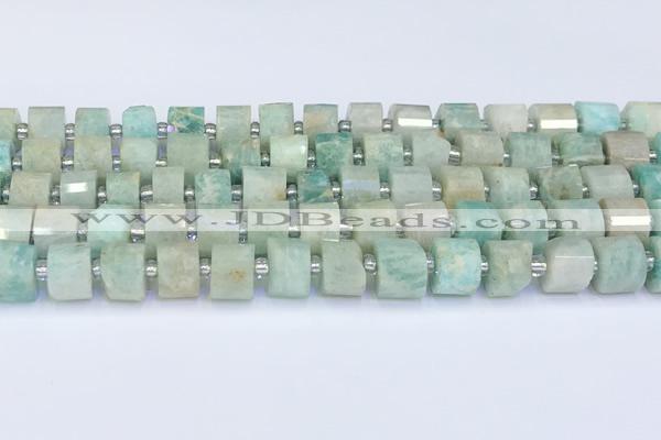 CRB5608 15.5 inches 7mm - 8mm faceted tyre amazonite beads