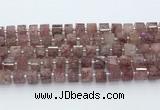 CRB5610 15.5 inches 7mm - 8mm faceted tyre strawberry quartz beads