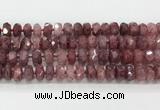 CRB5660 15.5 inches 7*11mm-9*13mm faceted rondelle strawberry quartzbeads wholesale