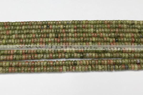 CRB5672 15 inches 3*4mm heishi unakite beads wholesale