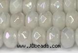 CRB5700 15 inches 5*8mm faceted rondelle AB-color white jade beads