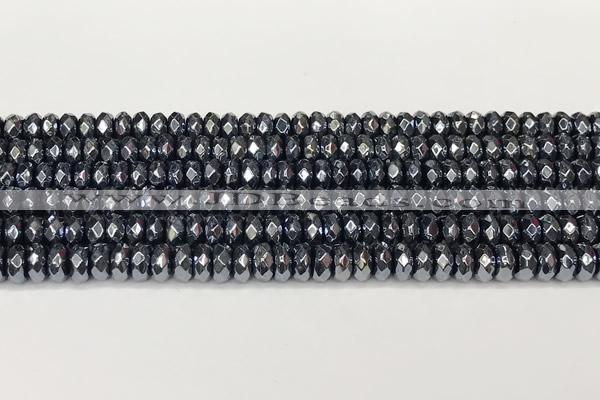 CRB5712 15 inches 5*8mm faceted rondelle AB-color black agate beads