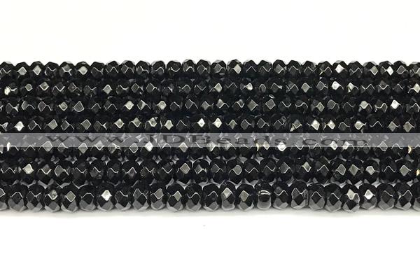 CRB5834 15 inches 4*6mm, 5*8mm faceted rondelle black agate beads