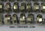 CRB597 15.5 inches 6*10mm faceted rondelle pyrite beads