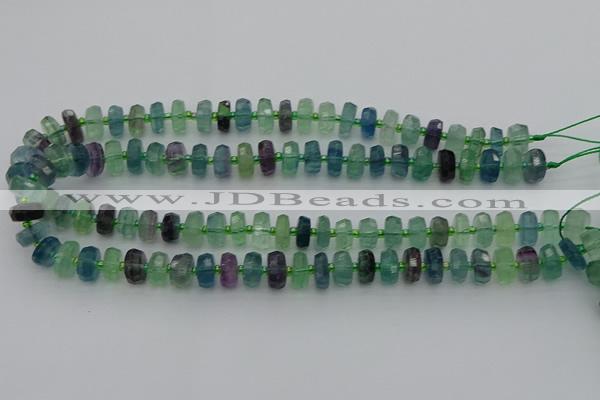 CRB614 15.5 inches 6*10mm faceted rondelle fluorite beads