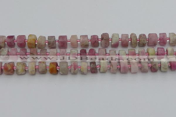 CRB658 15.5 inches 6*10mm tyre pink tourmaline gemstone beads