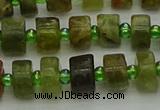 CRB664 15.5 inches 5*8mm tyre green garnet gemstone beads