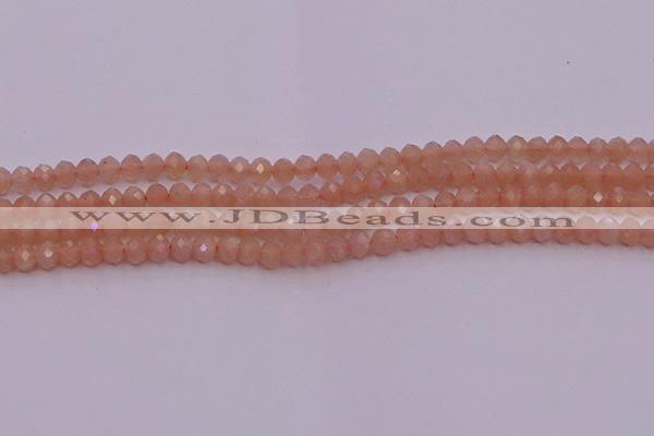 CRB714 15.5 inches 3*4mm faceted rondelle peach moonstone beads