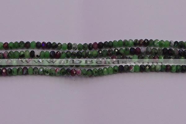 CRB725 15.5 inches 2.5*4mm faceted rondelle ruby zoisite beads