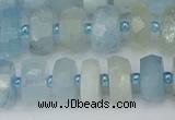 CRB802 15.5 inches 6*10mm faceted rondelle aquamarine beads