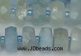 CRB803 15.5 inches 7*12mm faceted rondelle aquamarine beads