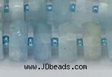 CRB804 15.5 inches 8*14mm faceted rondelle aquamarine beads