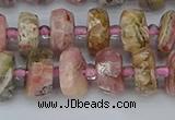 CRB834 15.5 inches 6*10mm faceted rondelle rhodochrosite beads