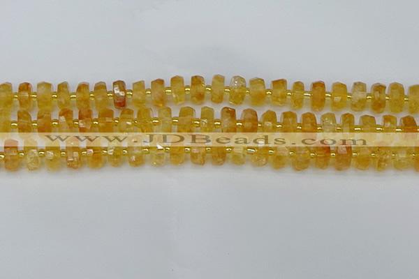 CRB842 15.5 inches 6*10mm faceted rondelle citrine beads