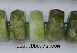 CRB854 15.5 inches 8*18mm faceted rondelle green garnet beads