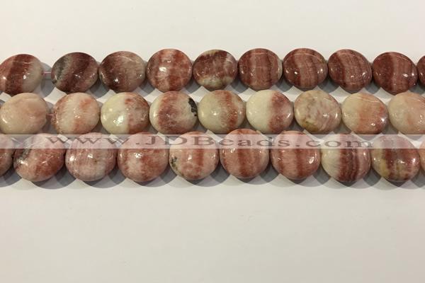 CRC1070 15.5 inches 20mm flat round rhodochrosite beads