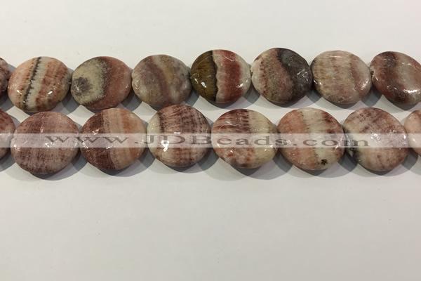 CRC1073 15.5 inches 25mm flat round rhodochrosite beads