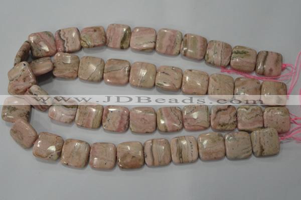 CRC303 15.5 inches 18*18mm square Peru rhodochrosite beads