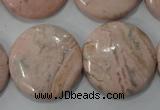 CRC308 15.5 inches 25mm flat round Peru rhodochrosite beads