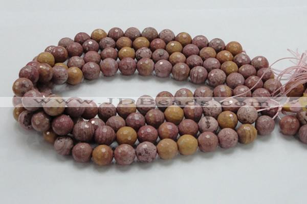 CRC61 15.5 inches 14mm faceted round rhodochrosite gemstone beads