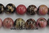 CRD04 15.5 inches 12mm round natural rhodonite gemstone beads