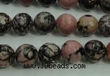 CRD14 15.5 inches 10mm faceted round rhodonite gemstone beads