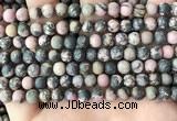 CRD31 15.5 inches 6mm round matte rhodonite beads wholesale