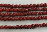 CRE151 15.5 inches 4mm faceted round red jasper beads wholesale