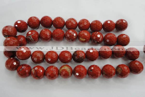 CRE159 15.5 inches 20mm faceted round red jasper beads wholesale