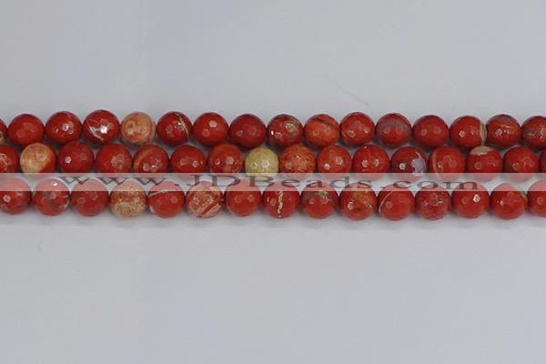 CRE333 15.5 inches 10mm faceted round red jasper beads