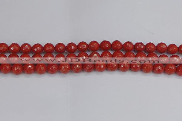 CRE341 15.5 inches 10mm faceted round red jasper beads