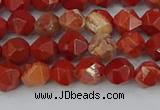 CRE345 15.5 inches 6mm faceted nuggets red jasper beads