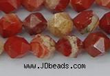 CRE346 15.5 inches 8mm faceted nuggets red jasper beads