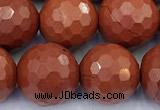 CRE366 15 inches 10mm faceted round red jasper beads