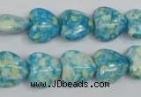 CRF132 15.5 inches 14*14mm heart dyed rain flower stone beads